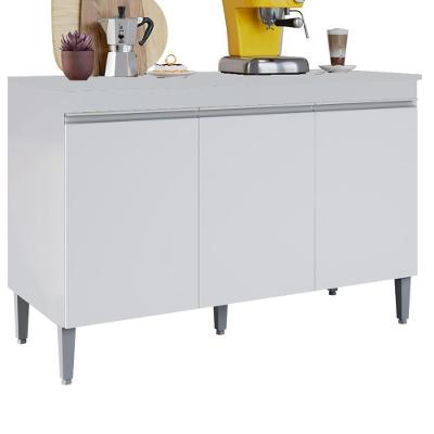 Balcao Com Tampo 3 Portas 120 Cm Manu Branco Reajl Moveis Branco