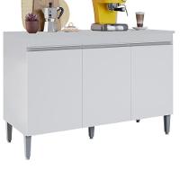 Balcao Com Tampo 3 Portas 120 Cm Manu Branco Reajl Moveis Branco - 1