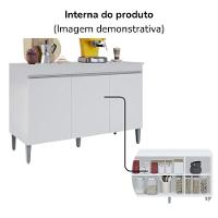 Balcao Com Tampo 3 Portas 120 Cm Manu Branco Reajl Moveis Branco - 3