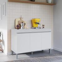 Balcao Com Tampo 3 Portas 120 Cm Manu Branco Reajl Moveis Branco - 6