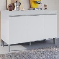 Balcao Com Tampo 3 Portas 120 Cm Manu Branco Reajl Moveis Branco - 8