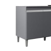 Balcao Com Tampo 3 Portas 120 Cm Manu Cinza Reajl Móveis Cinza - 6