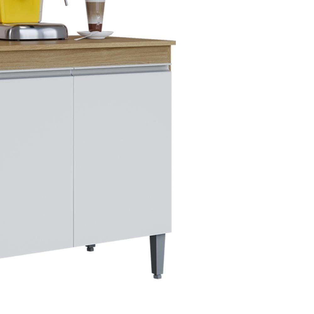 Balcao Com Tampo 3 Portas 120 Cm Manu Amendoa Branco Reajl Moveis Amendoa Branco - 7