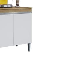 Balcao Com Tampo 3 Portas 120 Cm Manu Amendoa Branco Reajl Moveis Amendoa Branco - 7