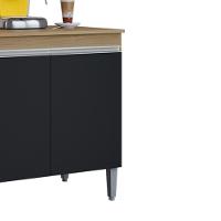 Balcao Com Tampo 3 Portas 120 Cm Manu Amendoa Preto Reajl Moveis Amendoa Preto - 7