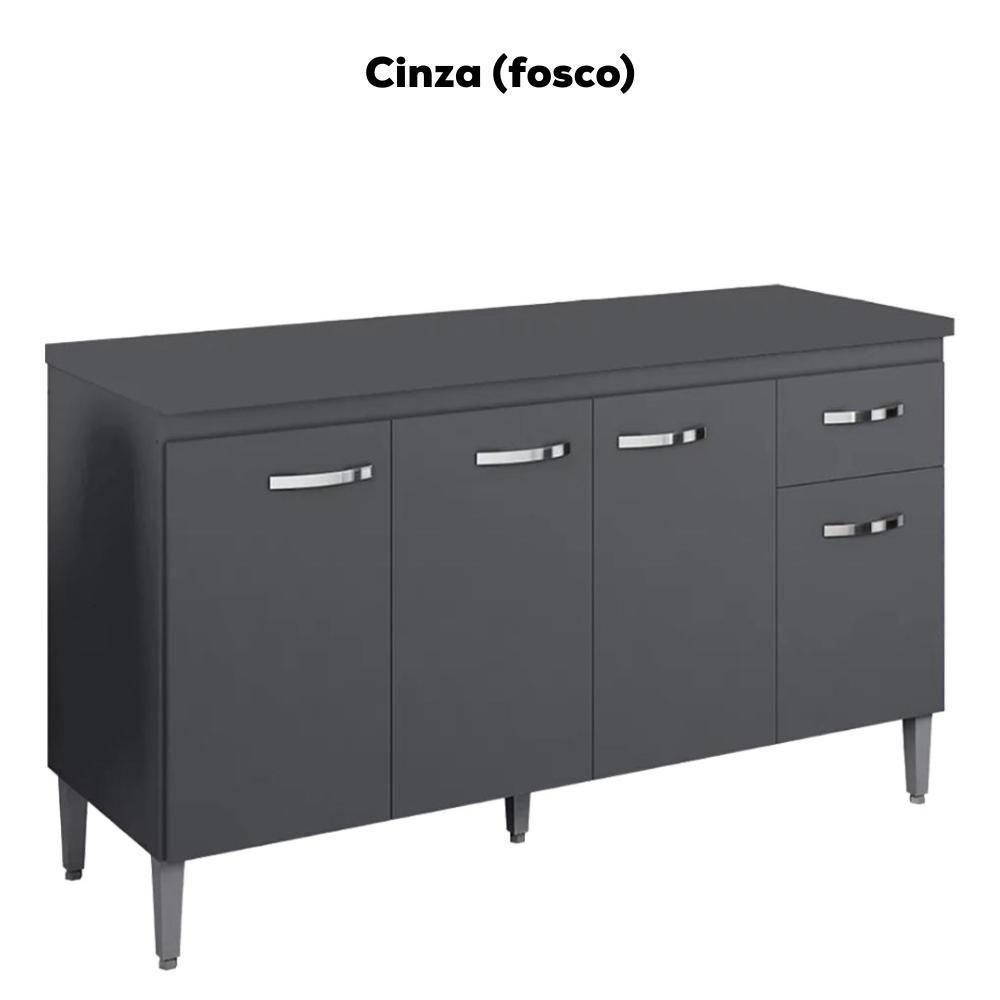 Balcao Com Tampo 150 Cm Gabriela Cinza Reajl Móveis Cinza - 4