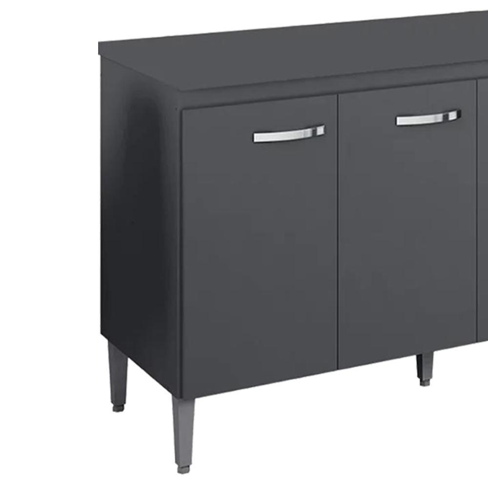 Balcao Com Tampo 150 Cm Gabriela Cinza Reajl Móveis Cinza - 6