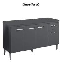 Balcao Com Tampo 150 Cm Gabriela Cinza Reajl Móveis Cinza