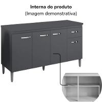 Balcao Com Tampo 150 Cm Gabriela Cinza Reajl Móveis Cinza - 5