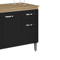 Balcao Com Tampo 150 Cm Gabriela Amendoa Preto Reajl Moveis Amendoa Preto - 7