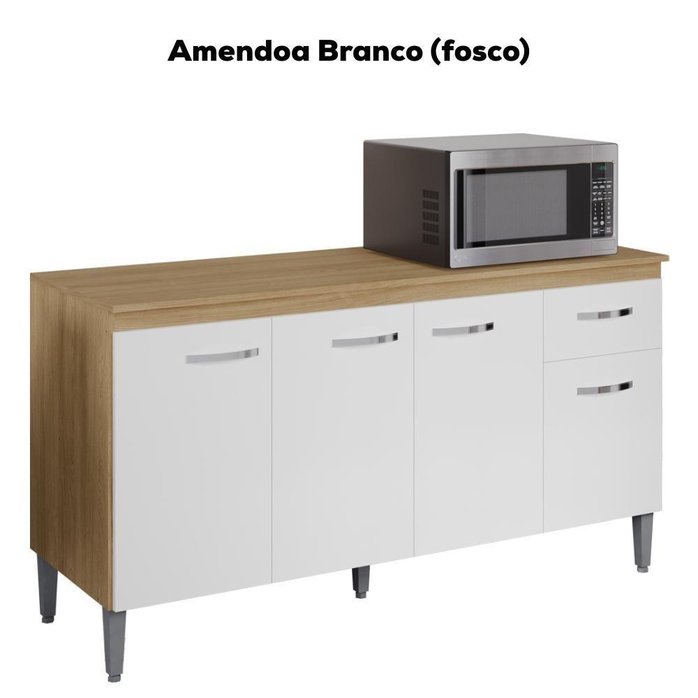 Balcao Com Tampo 150 Cm Gabriela Amendoa Branco Reajl Moveis Amendoa Branco - 4