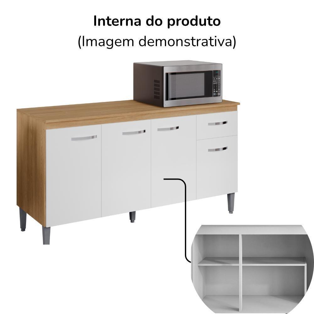 Balcao Com Tampo 150 Cm Gabriela Amendoa Branco Reajl Moveis Amendoa Branco - 5