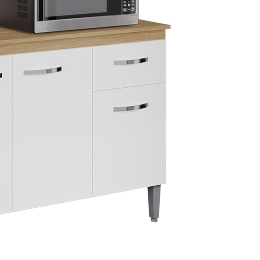 Balcao Com Tampo 150 Cm Gabriela Amendoa Branco Reajl Moveis Amendoa Branco - 7