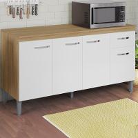 Balcao Com Tampo 150 Cm Gabriela Amendoa Branco Reajl Moveis Amendoa Branco - 2