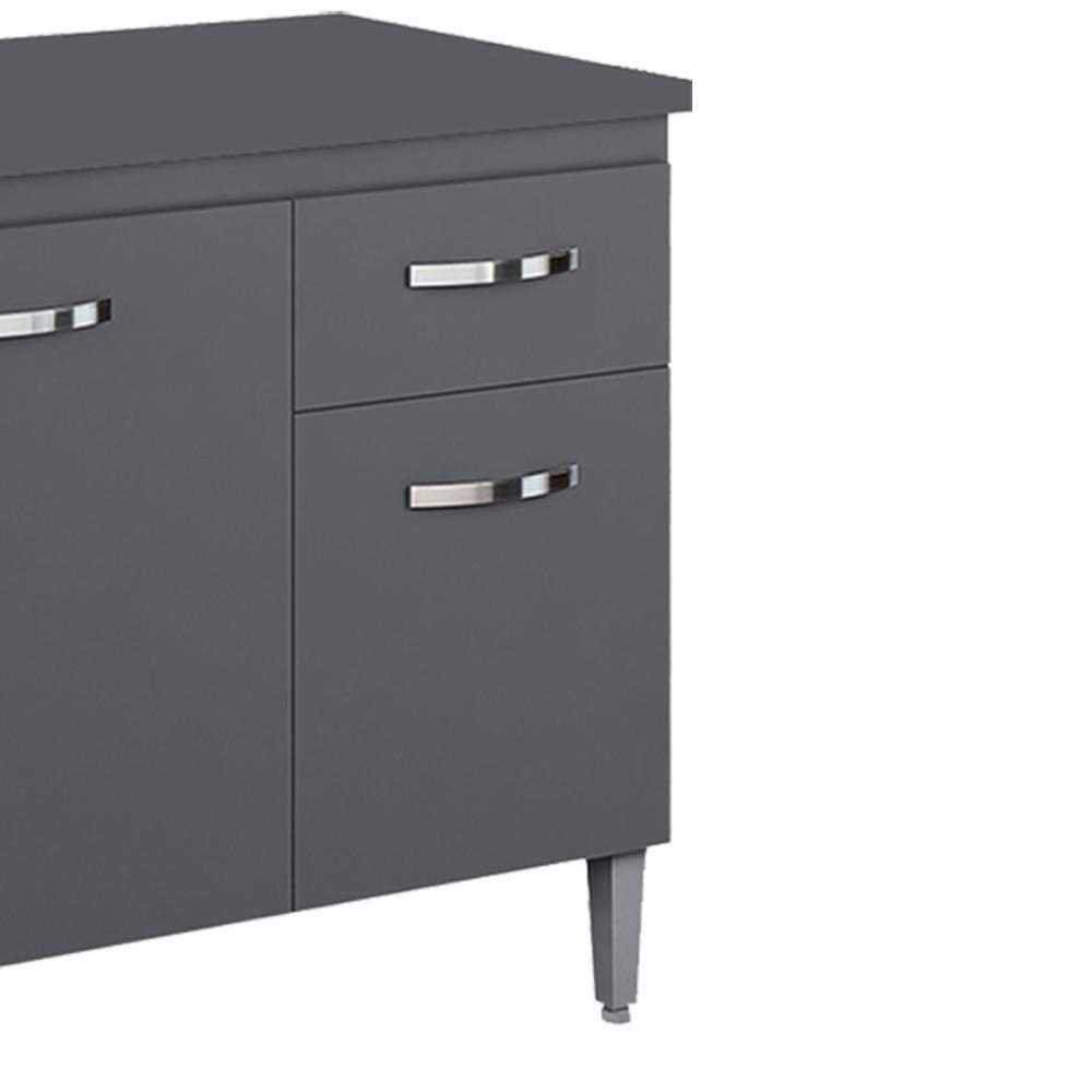 Balcao Com Tampo 120 Cm Gabriela Cinza Reajl Móveis Cinza - 6