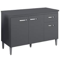 Balcao Com Tampo 120 Cm Gabriela Cinza Reajl Móveis Cinza - 1