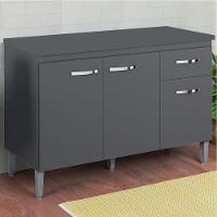 Balcao Com Tampo 120 Cm Gabriela Cinza Reajl Móveis Cinza - 2