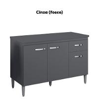 Balcao Com Tampo 120 Cm Gabriela Cinza Reajl Móveis Cinza