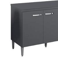 Balcao Com Tampo 120 Cm Gabriela Cinza Reajl Móveis Cinza - 5