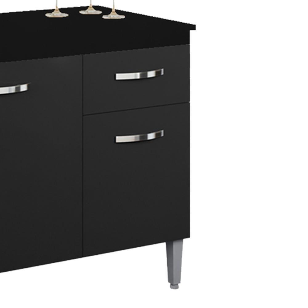 Balcao Com Tampo 120 Cm Gabriela Preto Reajl Moveis Preto - 6