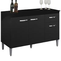 Balcao Com Tampo 120 Cm Gabriela Preto Reajl Moveis Preto - 1