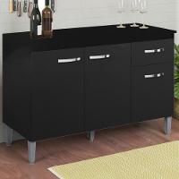 Balcao Com Tampo 120 Cm Gabriela Preto Reajl Moveis Preto - 2