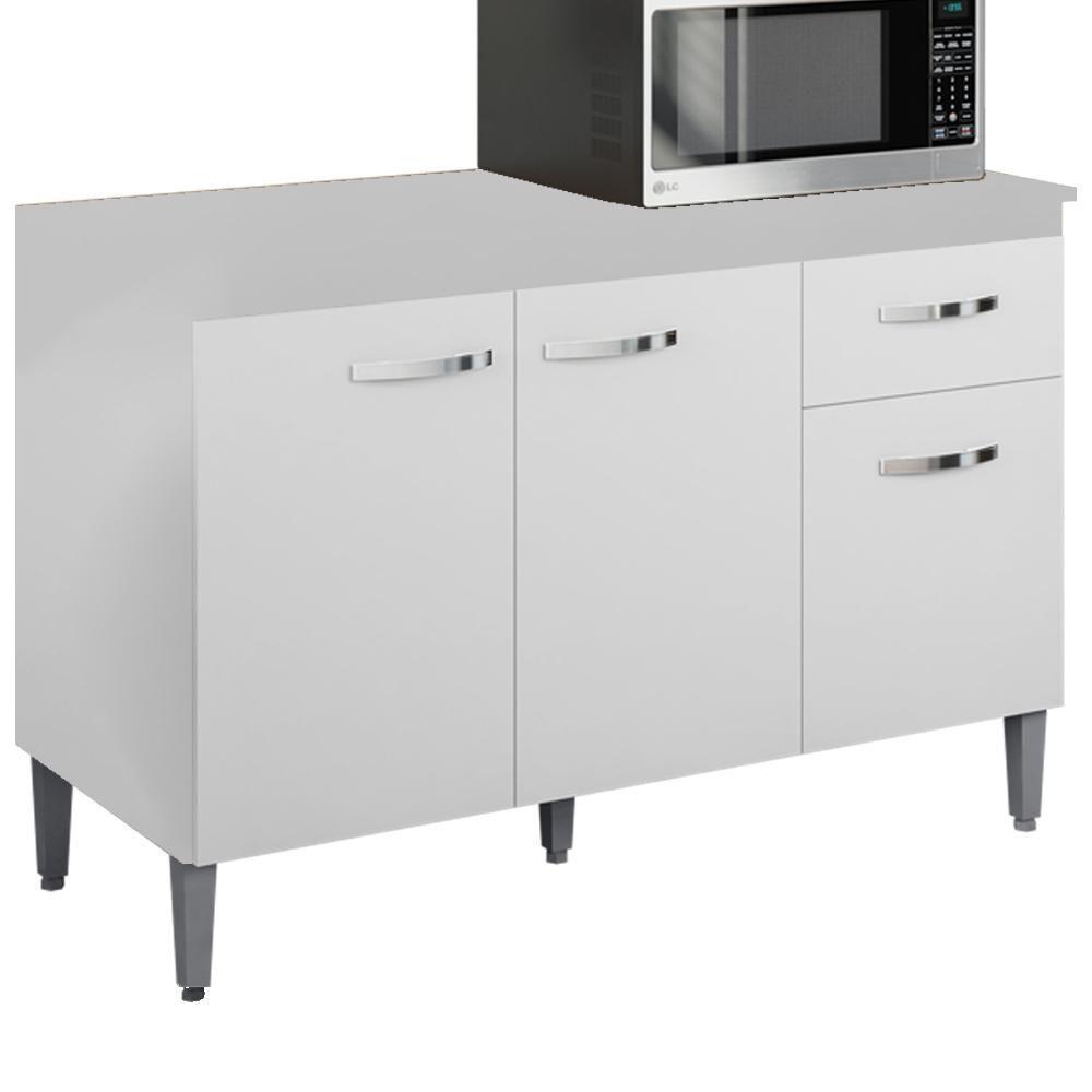 Balcao Com Tampo 120 Cm Gabriela Branco Preto Flex Reajl Moveis Branco Preto Flex - 1