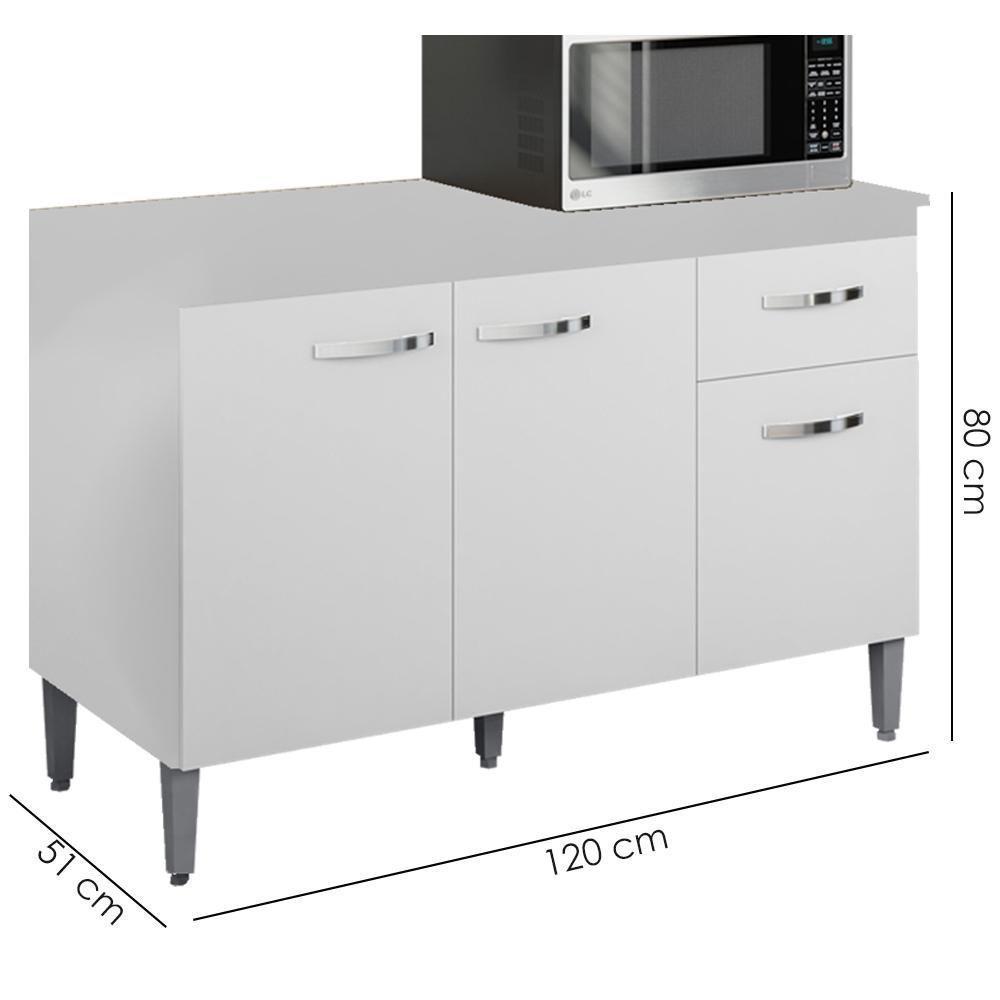 Balcao Com Tampo 120 Cm Gabriela Branco Preto Flex Reajl Moveis Branco Preto Flex - 3