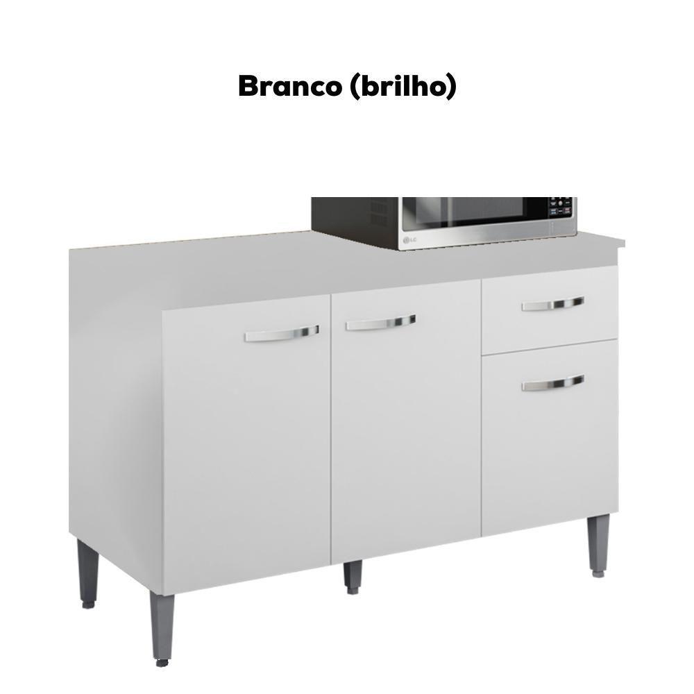 Balcao Com Tampo 120 Cm Gabriela Branco Preto Flex Reajl Moveis Branco Preto Flex - 4