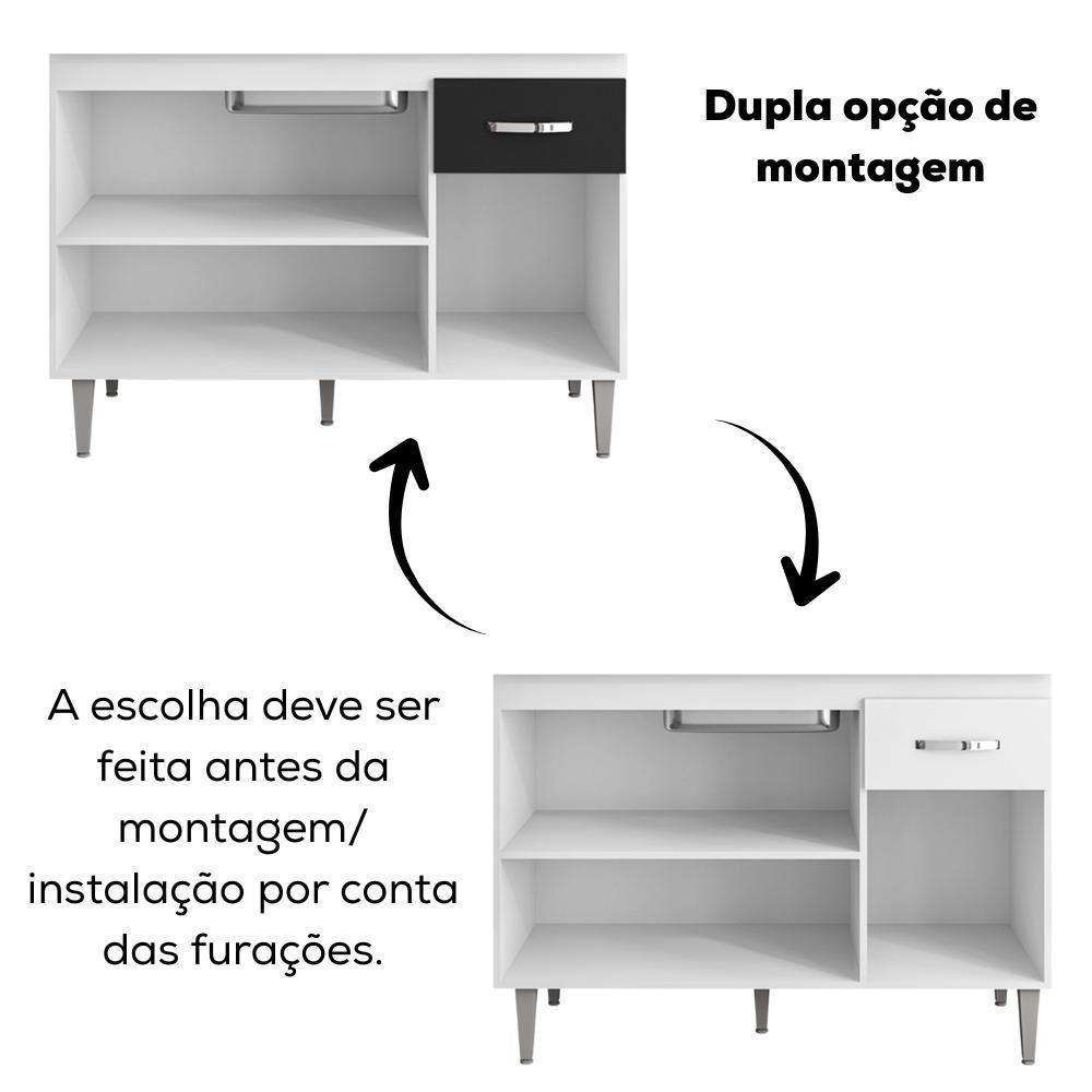 Balcao Com Tampo 120 Cm Gabriela Branco Preto Flex Reajl Moveis Branco Preto Flex - 5