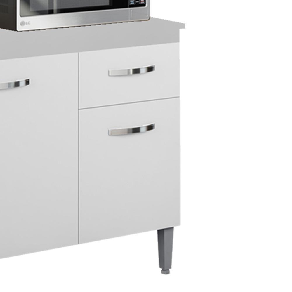 Balcao Com Tampo 120 Cm Gabriela Branco Preto Flex Reajl Moveis Branco Preto Flex - 7