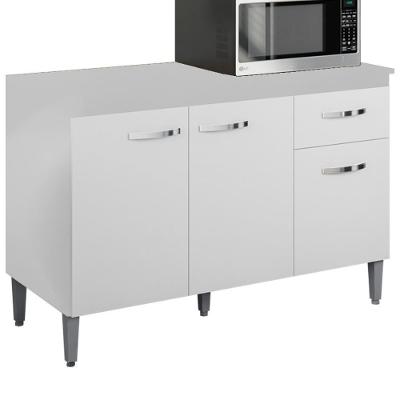 Balcao Com Tampo 120 Cm Gabriela Branco Preto Flex Reajl Moveis Branco Preto Flex