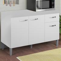 Balcao Com Tampo 120 Cm Gabriela Branco Preto Flex Reajl Moveis Branco Preto Flex - 2