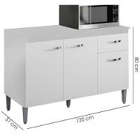 Balcao Com Tampo 120 Cm Gabriela Branco Preto Flex Reajl Moveis Branco Preto Flex - 3