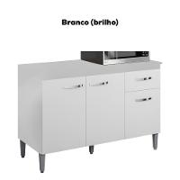 Balcao Com Tampo 120 Cm Gabriela Branco Preto Flex Reajl Moveis Branco Preto Flex