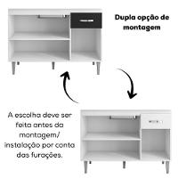 Balcao Com Tampo 120 Cm Gabriela Branco Preto Flex Reajl Moveis Branco Preto Flex - 5