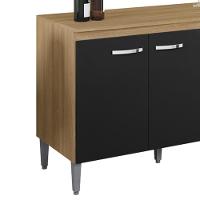 Balcao Com Tampo 120 Cm Gabriela Amendoa Preto Reajl Moveis Amendoa Preto - 5