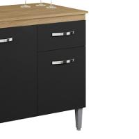 Balcao Com Tampo 120 Cm Gabriela Amendoa Preto Reajl Moveis Amendoa Preto - 6