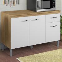 Balcao Com Tampo 120 Cm Gabriela Amendoa Branco Reajl Moveis Amendoa Branco - 2