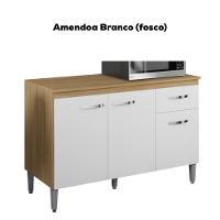 Balcao Com Tampo 120 Cm Gabriela Amendoa Branco Reajl Moveis Amendoa Branco