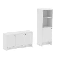 Conjunto Sala De Jantar 2 Peças - Aparador E Estante Verbena - Branco Branco - 2