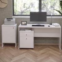 Conjunto Escritório 3 Peças - Mesa Gaveteiro E Balcão Verben - Branco Branco - 7