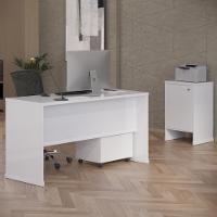 Conjunto Escritório 3 Peças - Mesa Gaveteiro E Balcão Verben - Branco Branco - 9
