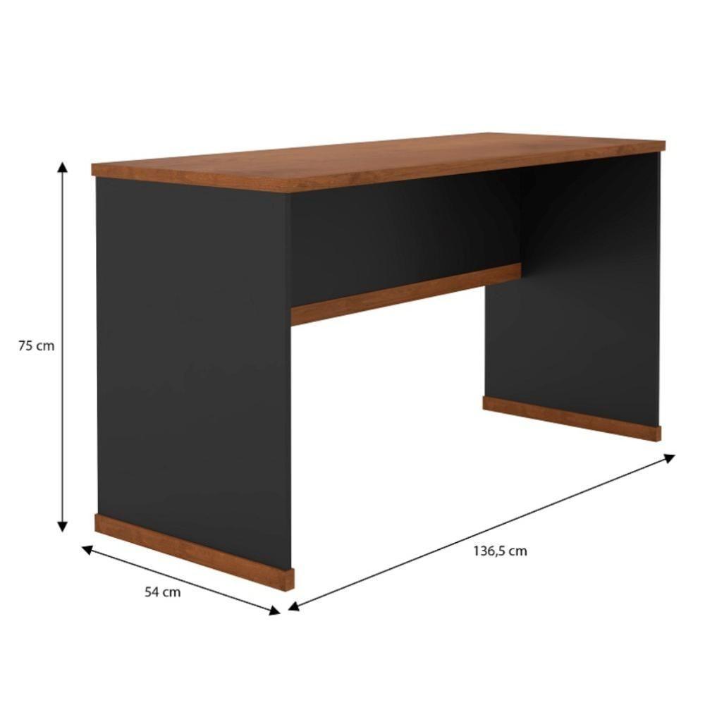 Conjunto Escritório Office Mesa E Buffet Verbena - Vianossa - Preto/naturale Preto/naturale - 4