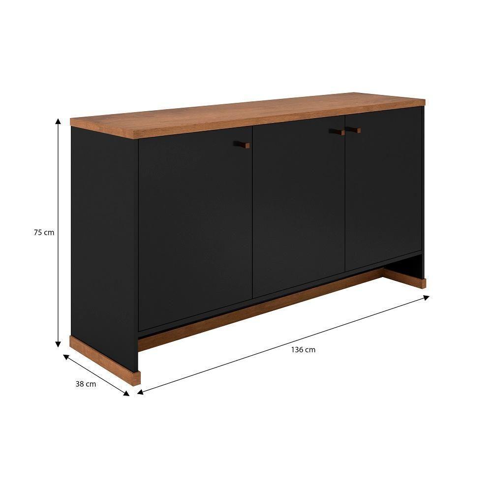 Conjunto Escritório Office Mesa E Buffet Verbena - Vianossa - Preto/naturale Preto/naturale - 6