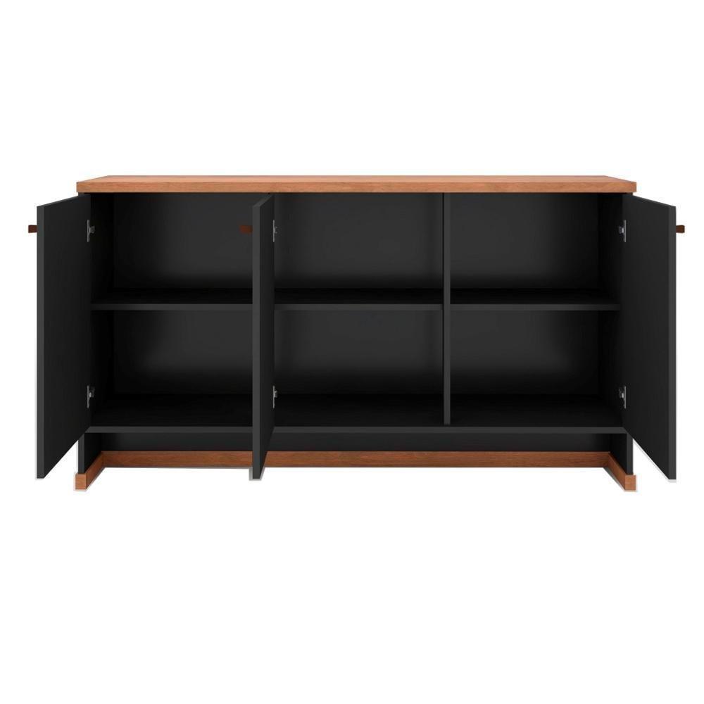 Conjunto Escritório Office Mesa E Buffet Verbena - Vianossa - Preto/naturale Preto/naturale - 7