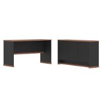 Conjunto Escritório Office Mesa E Buffet Verbena - Vianossa - Preto/naturale Preto/naturale - 1