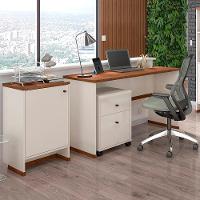 Conjunto Escritório 3 Peças - Mesa Gaveteiro E Balcão Verben - Offwhite/naturale Offwhite/naturale - 2