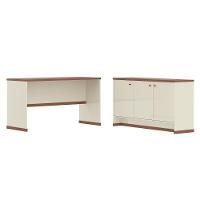 Conjunto Escritório Office Mesa E Buffet Verbena - Vianossa - Offwhite/naturale Offwhite/naturale - 1