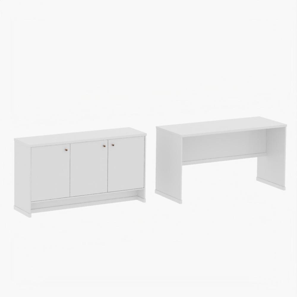 Conjunto Escritório Office Mesa E Buffet Verbena - Vianossa - Branco Branco - 2